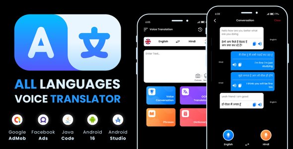 All Languages Voice Translator with AdMob Meta Ads Android