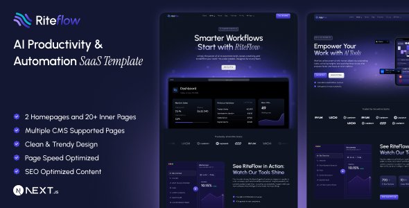Riteflow - SaaS & AI Startup Next.js Template