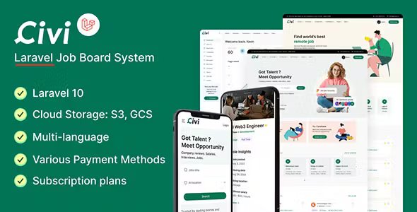 Civi - Theme for JobCore Laravel Job Board CMS