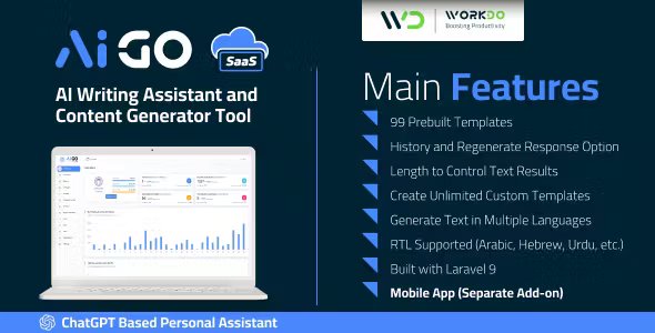 AIGo SaaS - AI Writing Assistant and Content Generator Tool