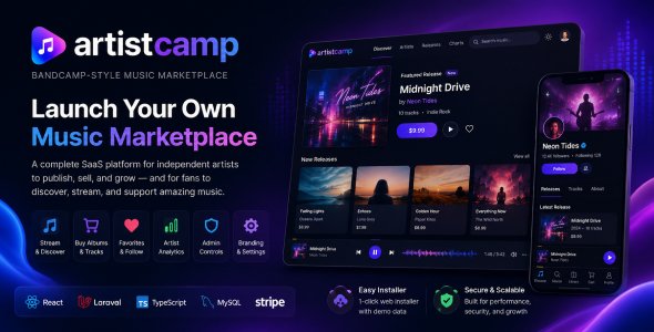 Artistcamp - Bandcamp-Style SaaS Music Marketplace