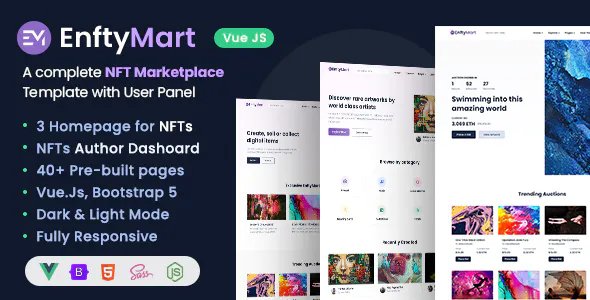 EnftyMart - NFT Marketplace HTML &amp; Vue JS Template