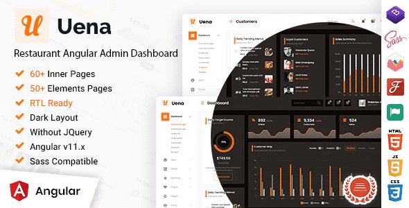 Uena - Restaurant Food Angular Admin Dashboard Template