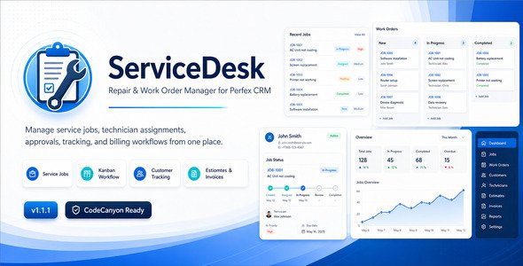 ServiceDesk - Repair & Work Order Manager for Perfex CRM