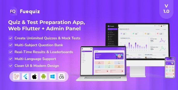 Fuequiz – Online Quiz, Mock Test & CBT Exam System with Question Bank (App + Web + Admin Panel)