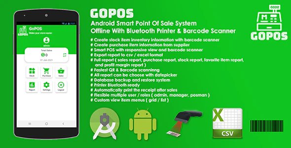 GoPOS Offline - Android Smart Point Of Sale System With Bluetooth Printer & Barcode Scanner