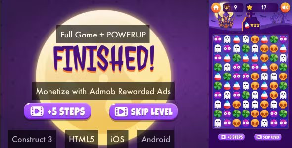 Halloween Match 3 - Construct 3 HTML5 Full Game