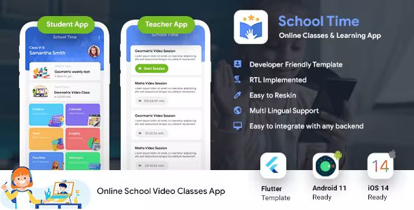 Online Class & School App - Coaching App Template - Android + iOS - Flutter 2 - School Time