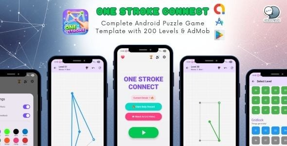 One Stroke Connect - Complete Android Puzzle Game Template with 200 Levels & AdMob