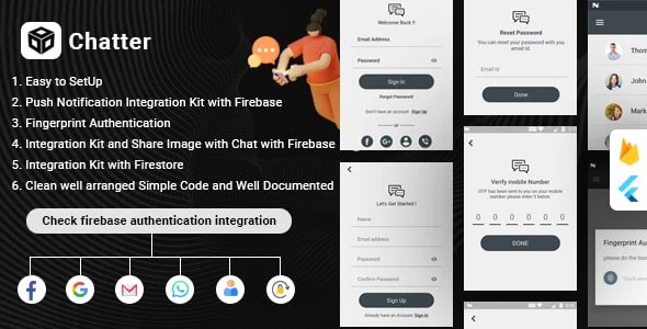Flutter Firebase Chat , Authentication & Social Media Integration - Chatter