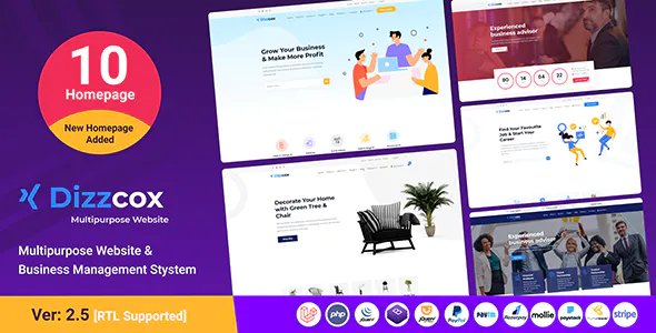 Dizzcox - Multipurpose Website & Business Management System CMS