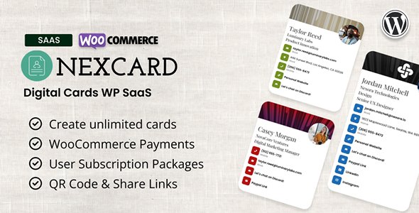 NexCard - vCard & Business Cards Builder WordPress SaaS [Extended Version]