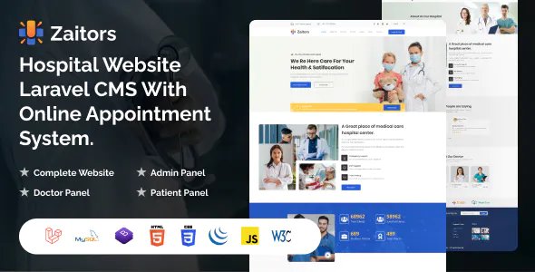 Zaitors - Appointment System, Video/Audio Calling, E-prescription. Hospital CMS Laravel