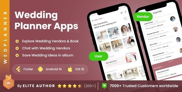 4 App Template | Wedding Planning & Organizing App| Wedding Planner App | WedPlan