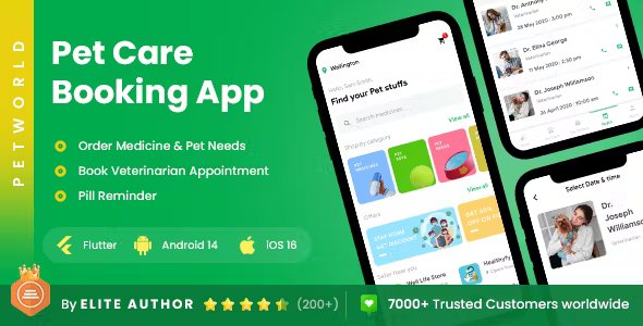3 Apps | Pet Veterinarian Appointment & Medicine Ordering App | PetWorld Flutter