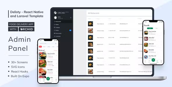Delisty - Food Delivery App with Laravel Orchid Admin Panel