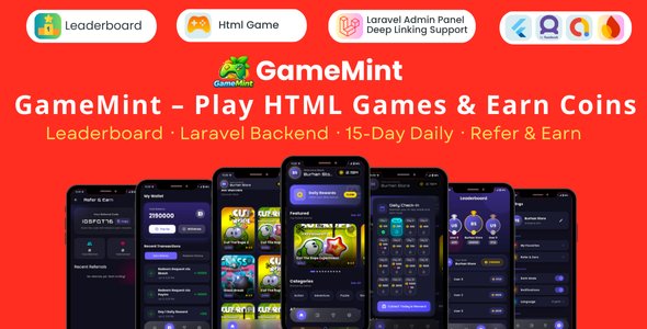 GameMint – Play & Earn HTML Games with Flutter and Laravel Backend