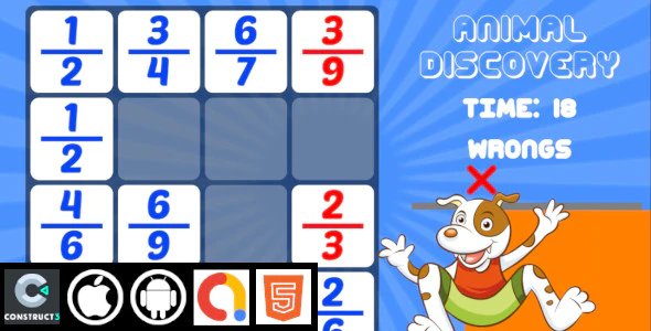 Animal Discovery Kids Educational Construct 3 HTML5 Game With Admob - HTML5 , Android , iOS