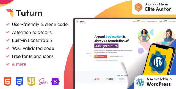 Tuturn - Online tuition and tutor marketplace HTML Template