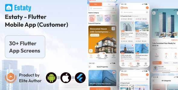 Estaty - Real Estate / Property Listings Marketplace Flutter Mobile App for Customers