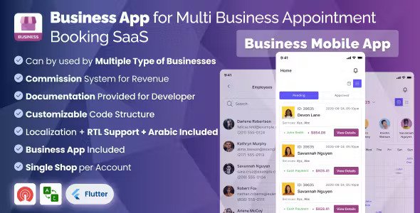 Business App Shop App (Flutter) for Multi Business Appointment Booking SaaS Marketplace System