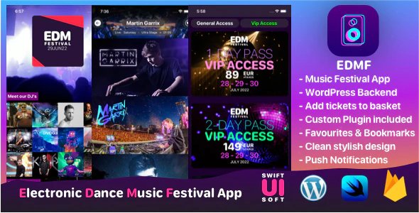 EDMF - Music Festival IOS App with WordPress backend