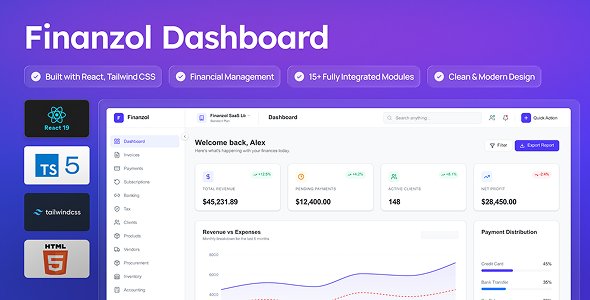 Finanzol - React Financial Dashboard & Admin Template