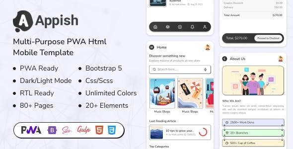 Appish Multipurpose PWA HTML template