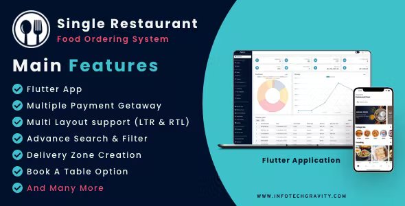 Single Restaurant - Flutter mobile apps with Laravel admin panel