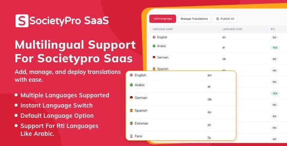 Language Pack Module for SocietyPro SAAS