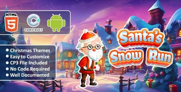 Santas Snow Run Game, Christmas Game (HTML5, Construct)