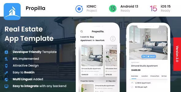 2 App Template - Real Estate App - Property Buying Selling App - Property eCommerce App - Propilla