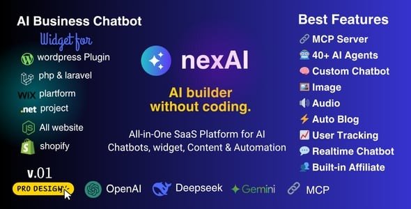 AI Content Generator SaaS - AI Image, Audio, Code, Email, AI Chat, AI Agent, Widget, Data Analysis