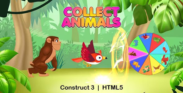 Collect Animals Game (Construct 3 | C3P | HTML5) Endless Game