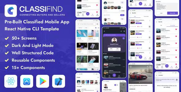 Classifind - React Native CLI Classified Mobile App Template