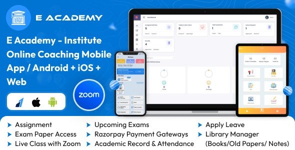 Elearning - E Learning Mobile App Android + IOS + WEB