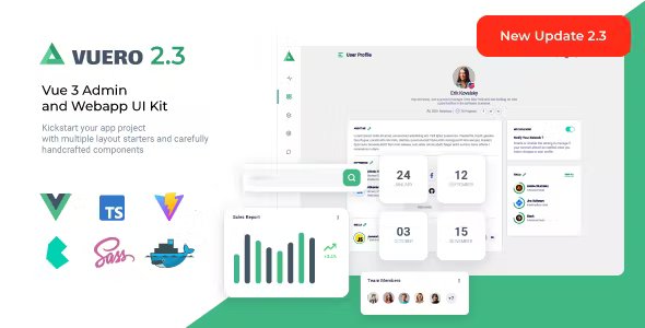 Vuero - Vuejs, Nuxt, Electron - Admin and Webapp UI Kit