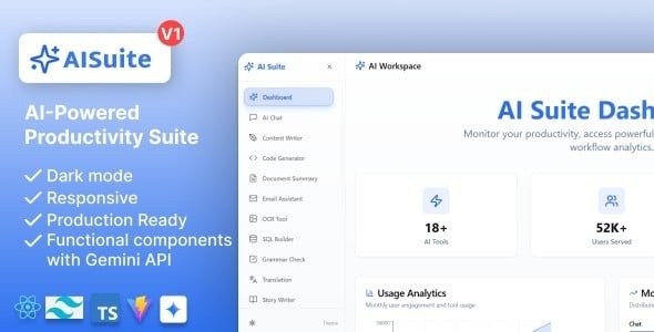 AI Suite – AI Website Builder and Live chat, image and video generator ai & Gemini AI Powered SaaS