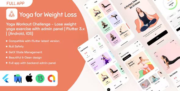 Yoga Workout Challenge - Lose weight yoga exercise with admin panel - Flutter 3.x - (Android, iOS)