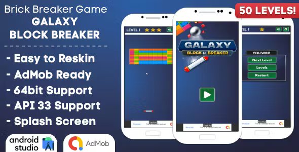 Galaxy Block Breaker - Brick Breaker Game Android Studio Project with AdMob Ads + Ready to Publish