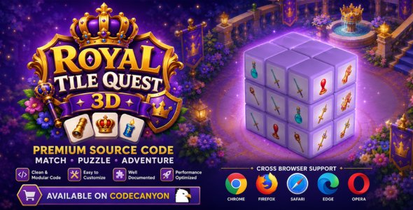 Royal Tile Quest 3D | Kingdom Tile Adventure HTML5 Game
