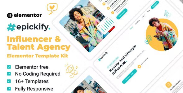 Epickify - Influencer & Talent Agency Elementor Template Kit