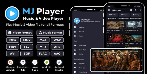 MJ Player Music Video Player with AdMob Facebook Ads Android