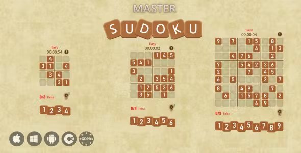 Master Sudoku - HTML5 Game (Construct 3)