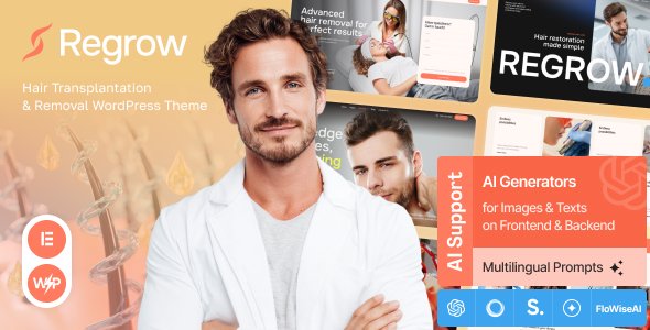 Regrow - Hair Transplantation & Removal WordPress Theme