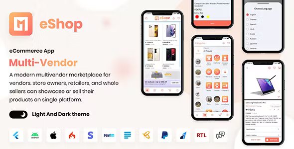 eShop - Multi Vendor eCommerce App &amp; eCommerce Vendor Marketplace Flutter App
