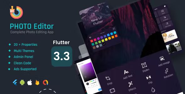 Photo Editor - Text on Photo Flutter App + Flutter Web Admin Panel