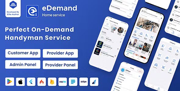eDemand - Multi Vendor On Demand Handy Services, Handyman with Flutter App & Admin panel