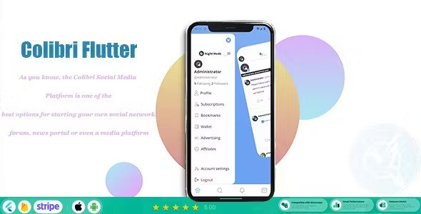 ColibriSM Flutter - For ColibriSM Social PHP Script
