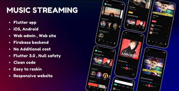 4 in 1 - Music streaming complete solution, iOS, Android, Admin and website